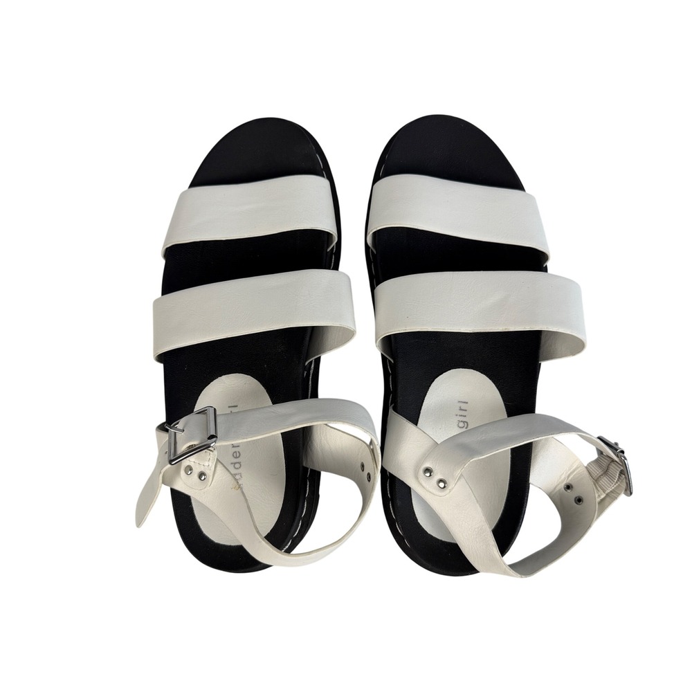 Madden Girl Doral White Black Chunky Platform Strappy Sandals Women US 8.5